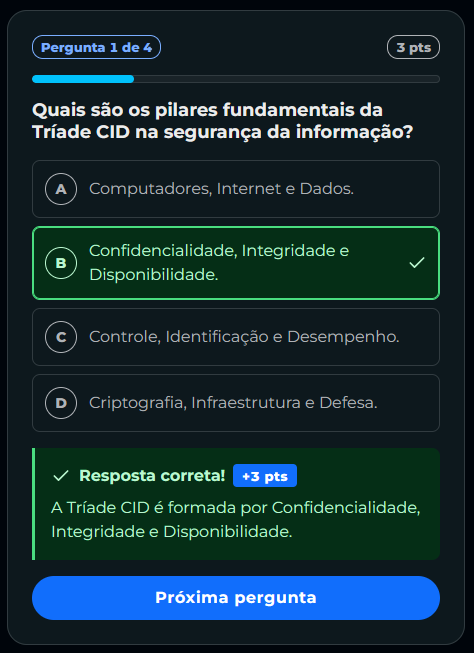 Pergunta de múltipla escolha com a alternativa correta marcada e a explicação logo abaixo